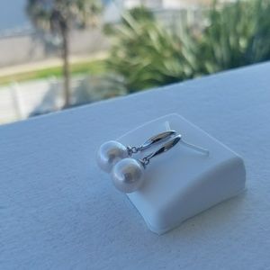 White Freshwater Pearl Silver Drop Earring